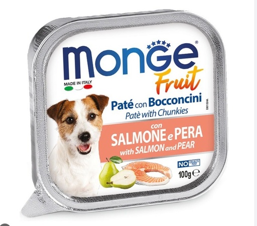 [8240305062] MONGE CANINE FRUIT SALMON Y PERA X 100 GR